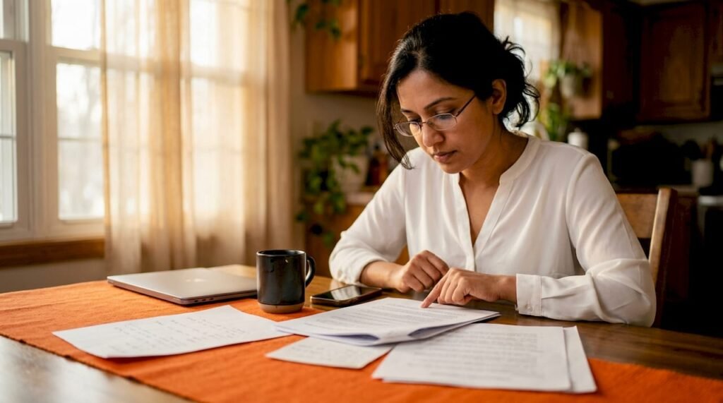 Woman reviewing cybersecurity compliance documents