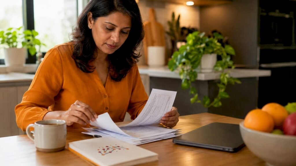 Woman reviewing cybersecurity compliance documents