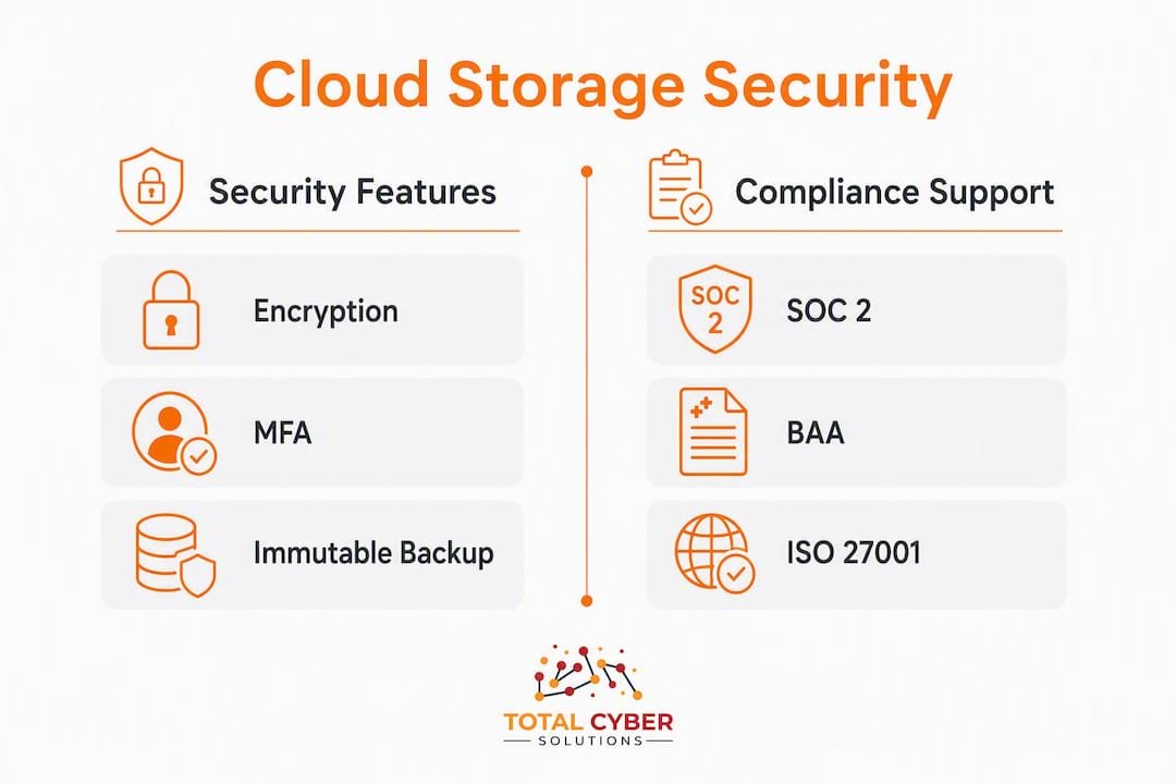 Infographic comparing security and compliance features