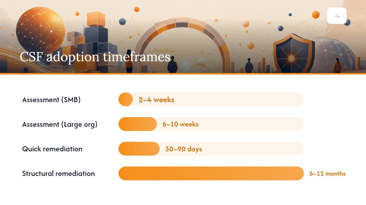 What does CSF adoption realistically cost and how long does it take? — overview diagram