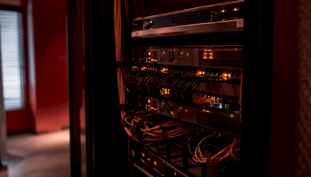 Network sensors and blinking LEDs in server rack