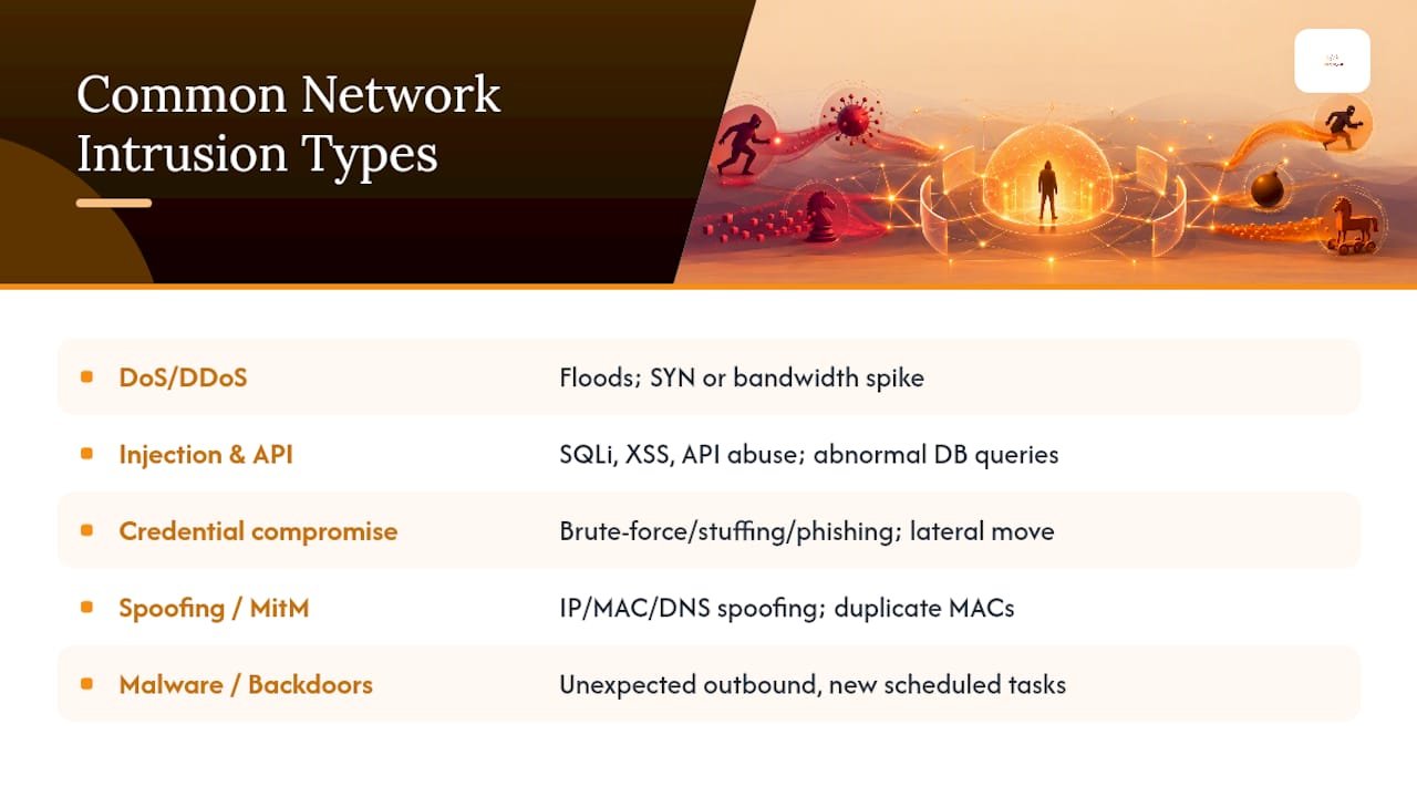 Diagram summarizing network intrusion method categories
