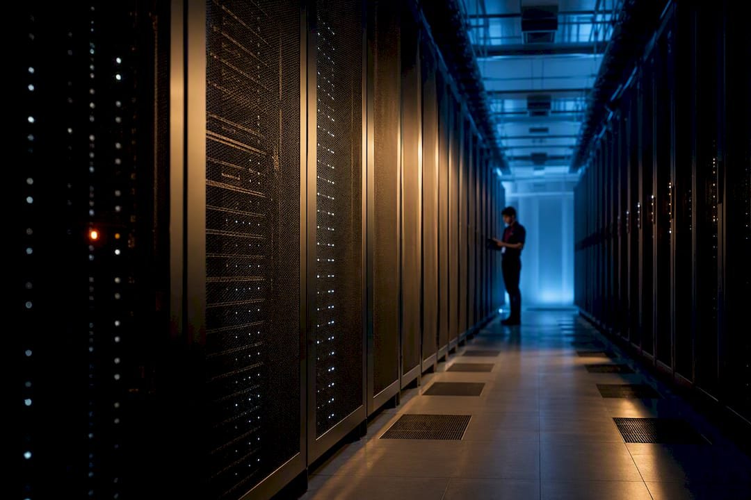Secure server racks representing disaster recovery regions