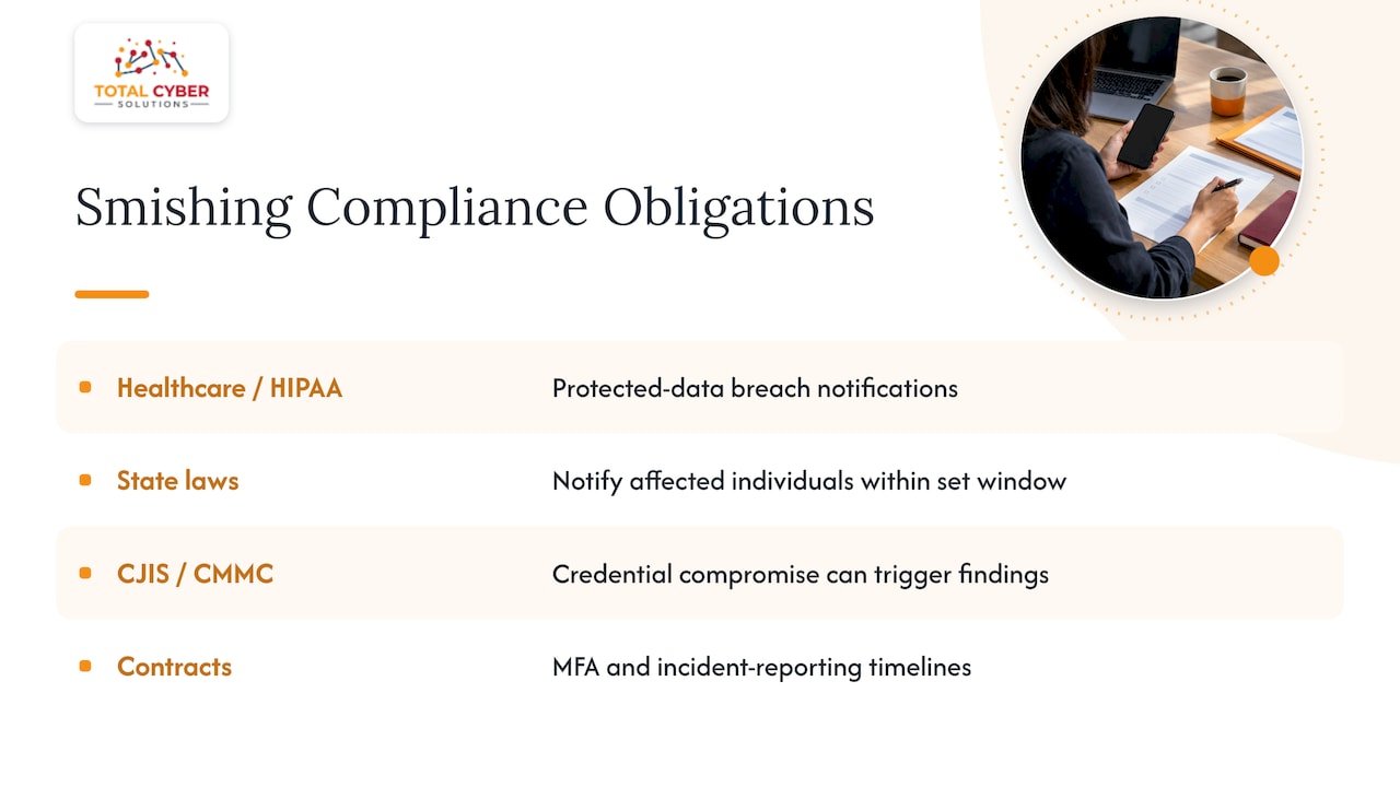 Legal and Regulatory Considerations for Organizations in Handling Smishing Incidents — overview diagram