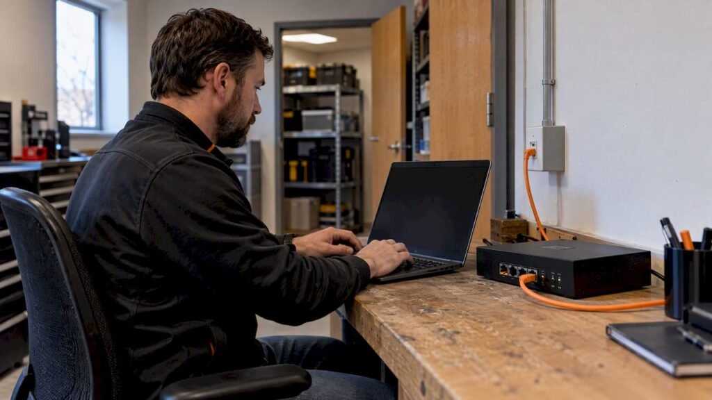 Dedicated contractor workstation and network firewall